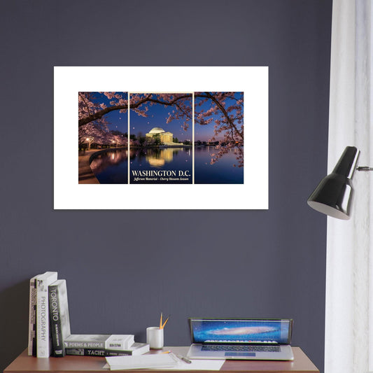 Washington DC Jefferson Memorial Cherry Blossoms Dusk Fine Art Print (Giclée Poster) | Loki's Shop Too